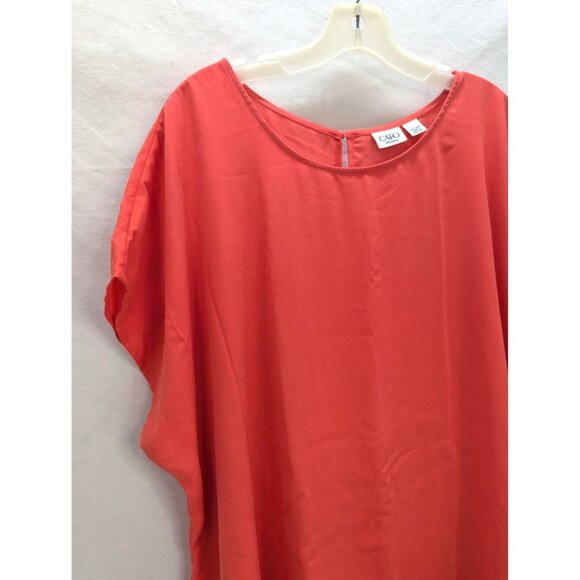 Cato Woman Orange Sleeveless Polyester Blouse Asymmetrical Hem Line Size 22/24W - Picture 2 of 11